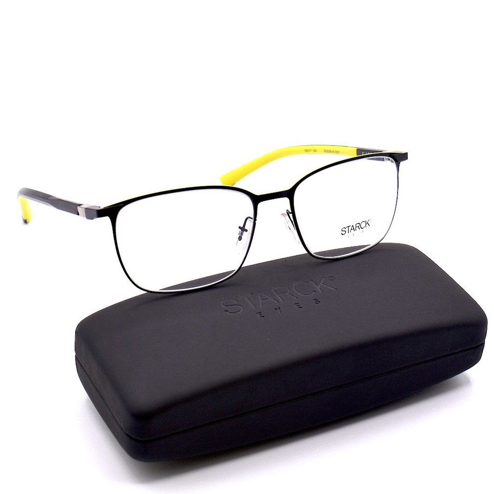 NEW STARCK EYES SH2028-M BLACK YELLOW AUTHENTIC EYEGLASSES FRAME